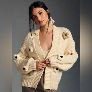 The Susannah 3D Flower Cardigan Sweater- Maeve by Anthropologie